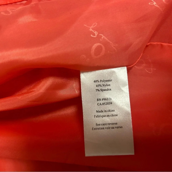 Samual Dong women’s S short sleeved jacket bright coral, kinda raincoat material - Picture 4 of 16